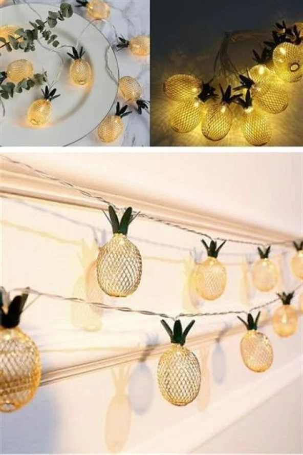 BUFFER® Dekoratif Pilli Pineapple Ananas Pilli Şerit Led Işık (1 Metre) - 12