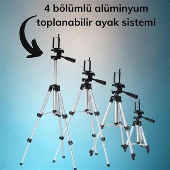 BUFFER® Taşıma Çantalı 130 cm Profesyonel Alüminyum Kamera Tripodu - 5