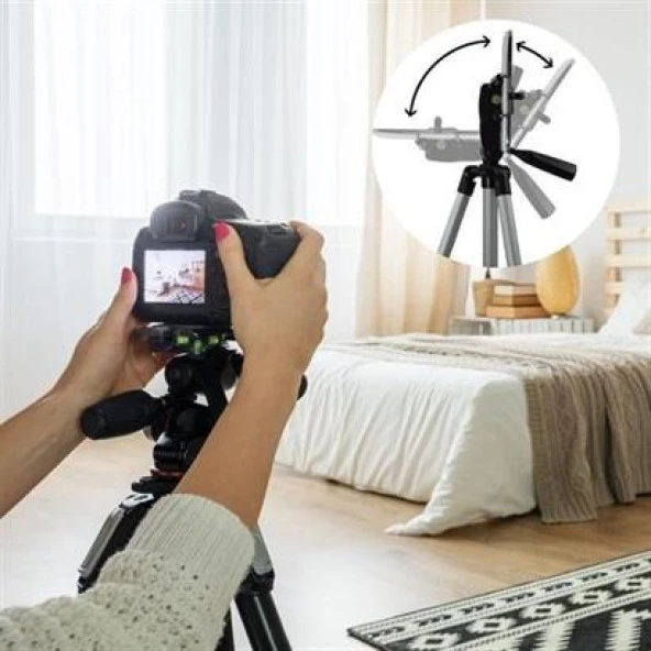 BUFFER® Taşıma Çantalı 130 cm Profesyonel Alüminyum Kamera Tripodu - 12