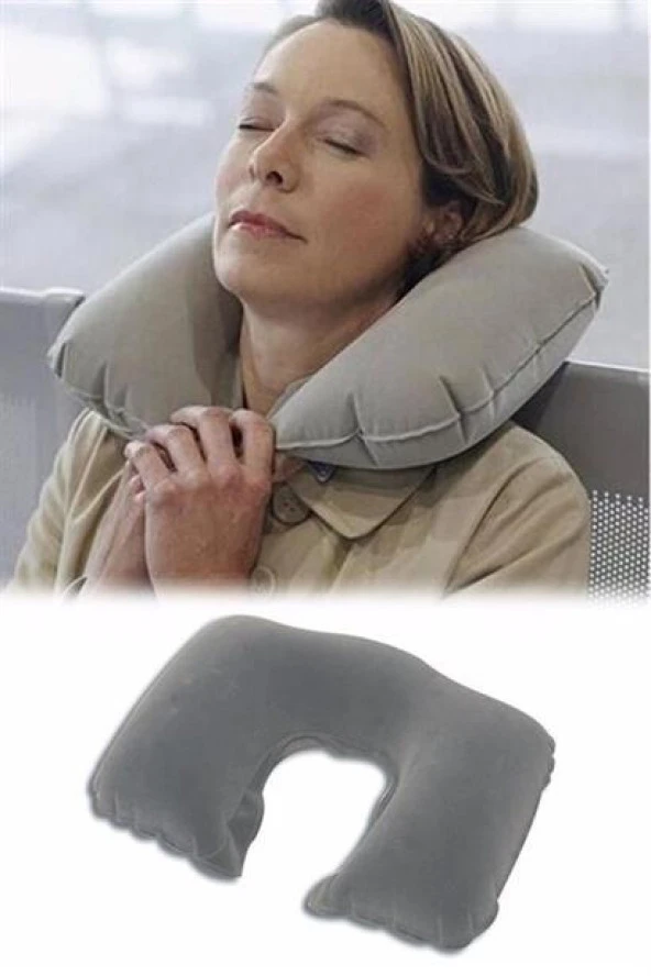 BUFFER® Üçlü Seyahat Seti Şişme Yastık Göz Bandı Kulak Tıkacı - 12