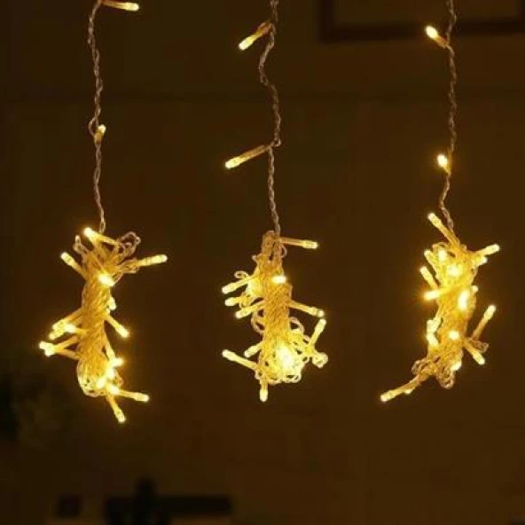 BUFFER® 8 Fonksiyonlu 200 Led 10 Saçak Şerit Led 2x2 Perde İp Led (Gün Işığı) - 3