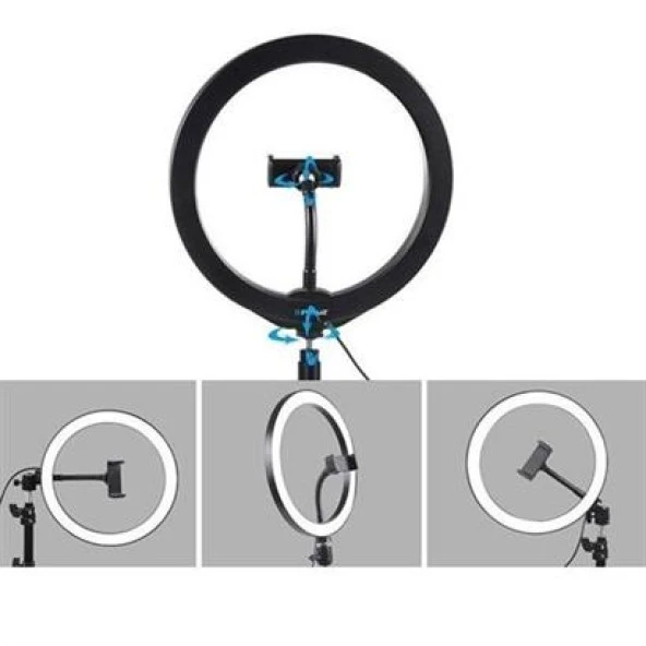 BUFFER® 10inç 26cm Youtube Instagram Tiktok Selfie  Stüdyo Video Fotoğraf Ring Light  Tripod Led Hal