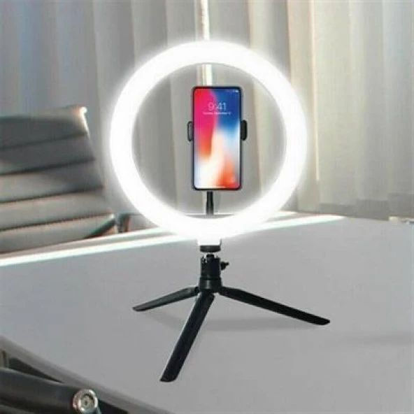 BUFFER® 10inç 26cm Youtube Instagram Tiktok Selfie  Stüdyo Video Fotoğraf Ring Light  Tripod Led Hal - 3