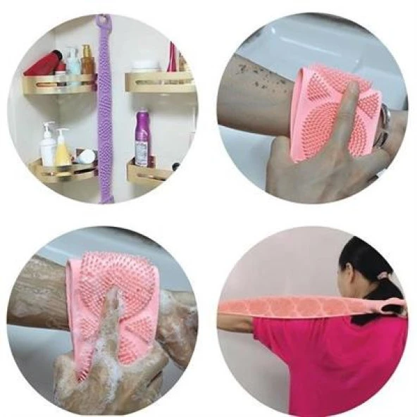 BUFFER® Çift Taraflı Banyo Hamam Lifi Silikon Masajlı Yumuşak Duş Lifi Uzun Ömürlü Hazır Banyo Keses - 8