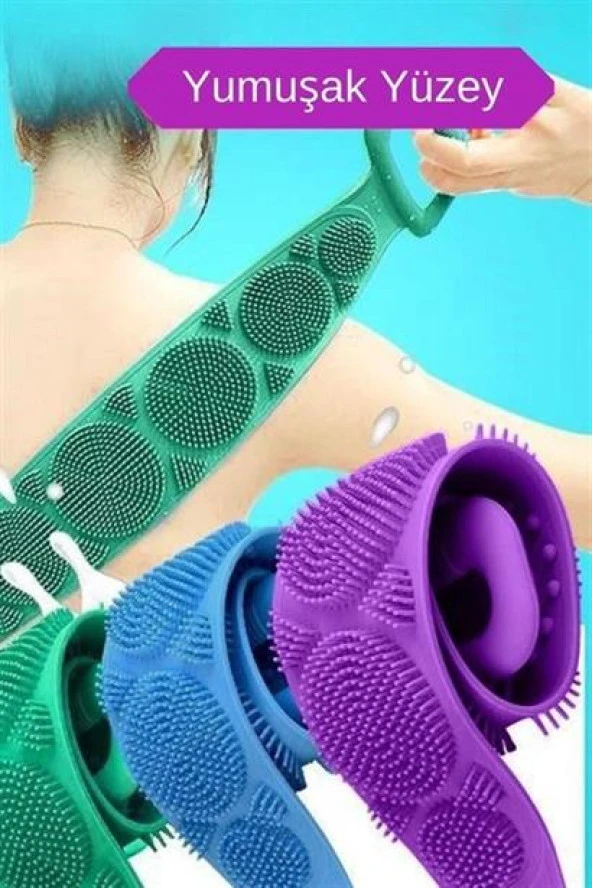 BUFFER® Çift Taraflı Banyo Hamam Lifi Silikon Masajlı Yumuşak Duş Lifi Uzun Ömürlü Hazır Banyo Keses - 11