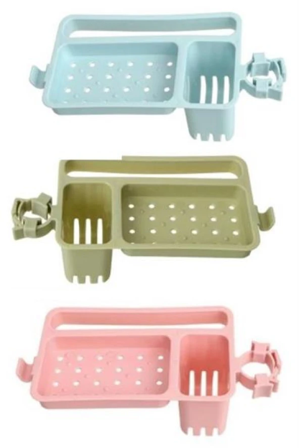 BUFFER® Musluğa Takılan Sünger Havlu Askılı Sabun Hazneli mutfak Banyo Lavabo Düzenleyici Organizer - 9