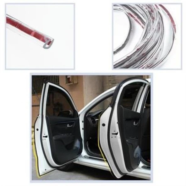 BUFFER® Silikonlu Araç Kapı Koruma Fitili Kapı Çarpma Çizik Önleyici Fitil 5 Metre 3M Bant - 2