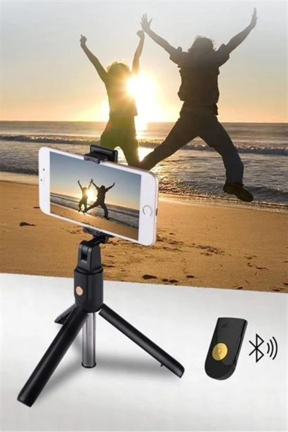 BUFFER® Sabitlenebilir Cep Telefon Tutucu  Ayarlanabilir Taşınabilir 3 Ayaklı Tripod Selfie Çubuğu - 6