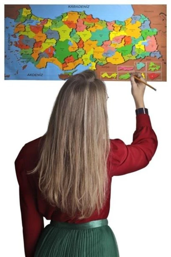 BUFFER® Renkli Türkiye Haritası Manyetik Yapıştırıcı Gerektirmeyen Duvar Stickerı 118 CM * 56 CM - 7