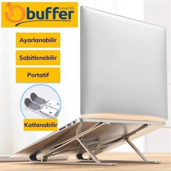 BUFFER® Ayarlanabilir Dizüstü Destek Tabanı Tamamen Katlanabilir Taşınabilir Laptop Yükseltici - 4