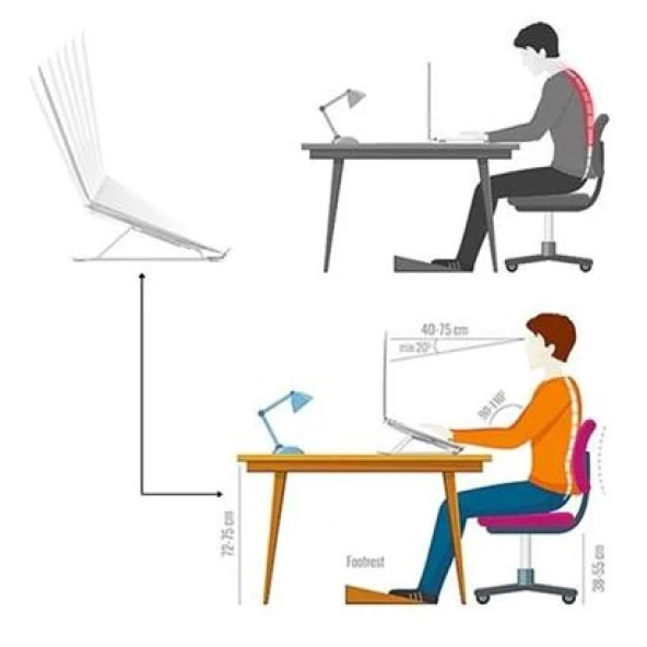 BUFFER® Ayarlanabilir Dizüstü Destek Tabanı Tamamen Katlanabilir Taşınabilir Laptop Yükseltici - 6