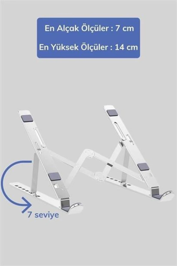 BUFFER® Ayarlanabilir Dizüstü Destek Tabanı Tamamen Katlanabilir Taşınabilir Laptop Yükseltici - 9