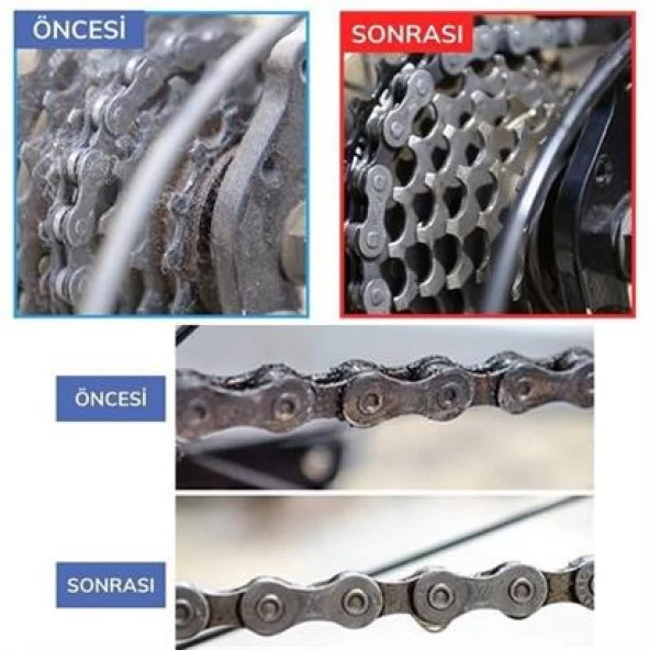 BUFFER® Bisiklet Zincir Dişlisi Koruyucu Pas Sökücü Temizleme Fırçası Aparatı Bakım Seti 4 Parça - 2