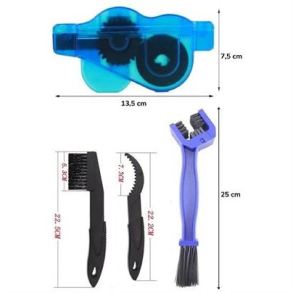 BUFFER® Bisiklet Zincir Dişlisi Koruyucu Pas Sökücü Temizleme Fırçası Aparatı Bakım Seti 4 Parça - 4
