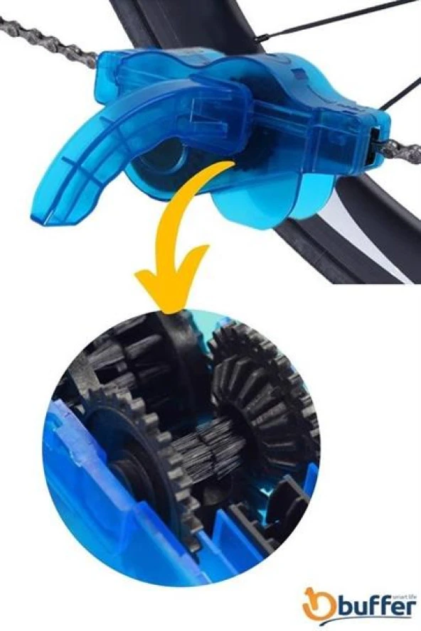 BUFFER® Bisiklet Zincir Dişlisi Koruyucu Pas Sökücü Temizleme Fırçası Aparatı Bakım Seti 4 Parça - 8