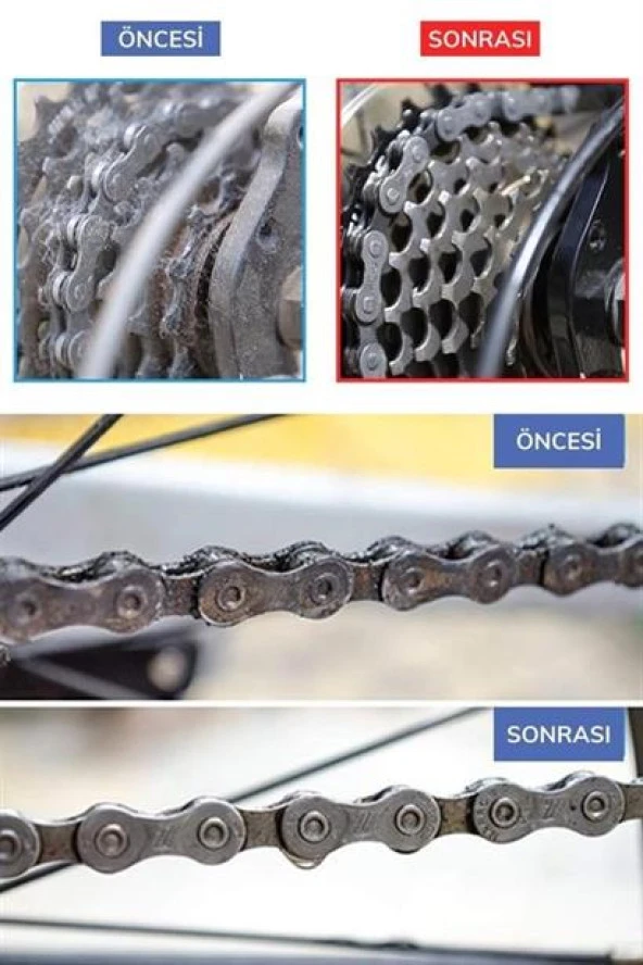 BUFFER® Bisiklet Zincir Dişlisi Koruyucu Pas Sökücü Temizleme Fırçası Aparatı Bakım Seti 4 Parça - 9