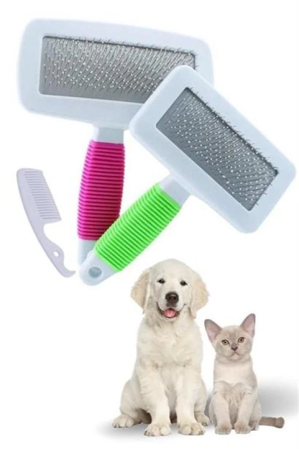 BUFFER® Kedi Köpek Telli Küçük Boy Tüy Bakım Seti Evcil Hayvan Tarama Fırçası - 2