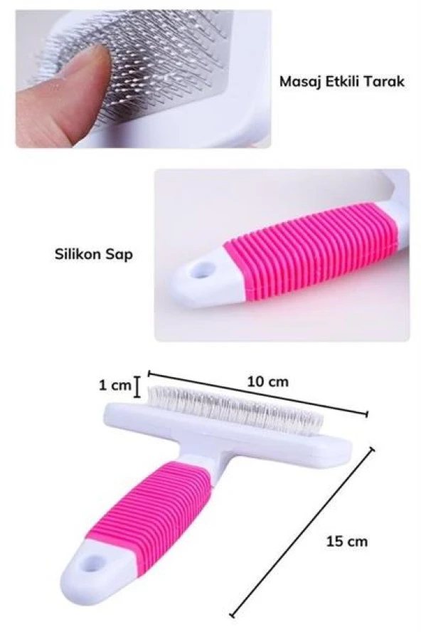 BUFFER® Kedi Köpek Telli Küçük Boy Tüy Bakım Seti Evcil Hayvan Tarama Fırçası - 6