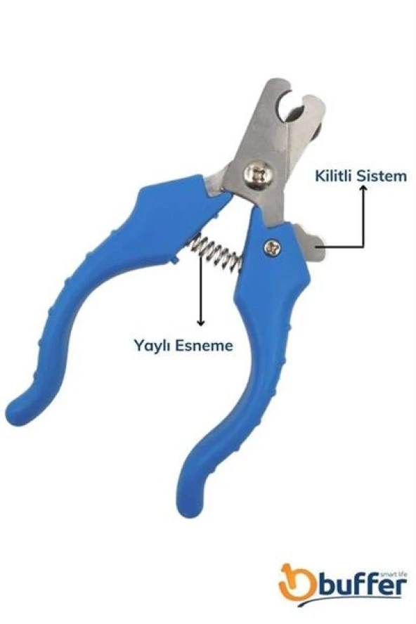 BUFFER® Evcil Hayvan Kedi ve Köpek Paslanmaz Çelik Yaylı Tırnak Makası ve Düzeltme - 5
