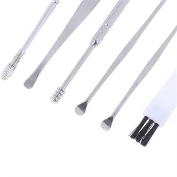 BUFFER® 6 Parça Paslanmaz Çelik Kulak Balmumu Toplayıcı Çıkarıcı Temizleyici Bakımı Çubuk Seti - 7
