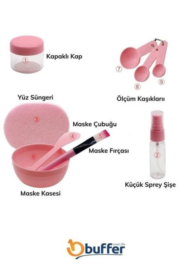 BUFFER® Kendin Yap Yüz Maskesi Karıştırma Aleti Seti, 9 Parça DIY Yüz Maskesi Hazırlama Kabı Seti - 7