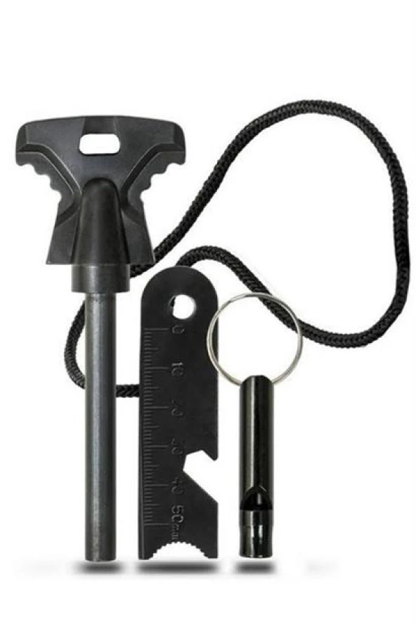 BUFFER® Acil Durum Magnezyum Çubuk Çakmaktaşı Hayatta Kalma Ateş Başlatıcı Çakmak Kiti Düdük Hediyel - 7