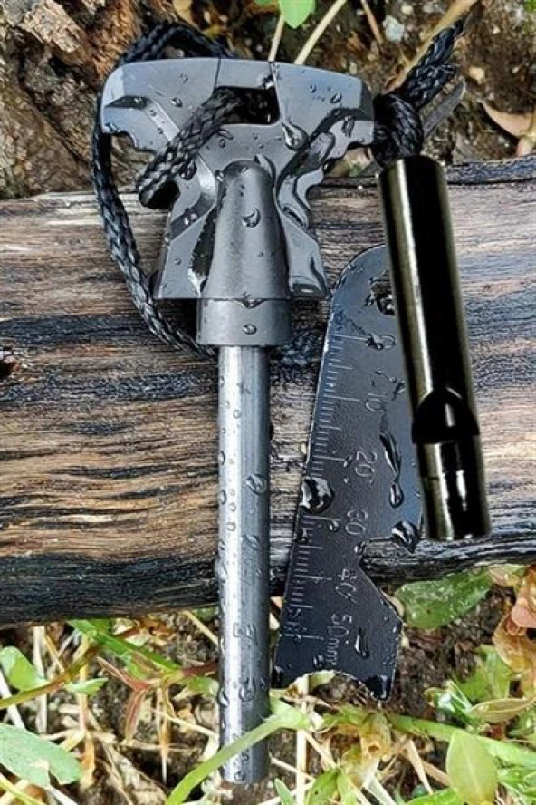 BUFFER® Acil Durum Magnezyum Çubuk Çakmaktaşı Hayatta Kalma Ateş Başlatıcı Çakmak Kiti Düdük Hediyel - 8