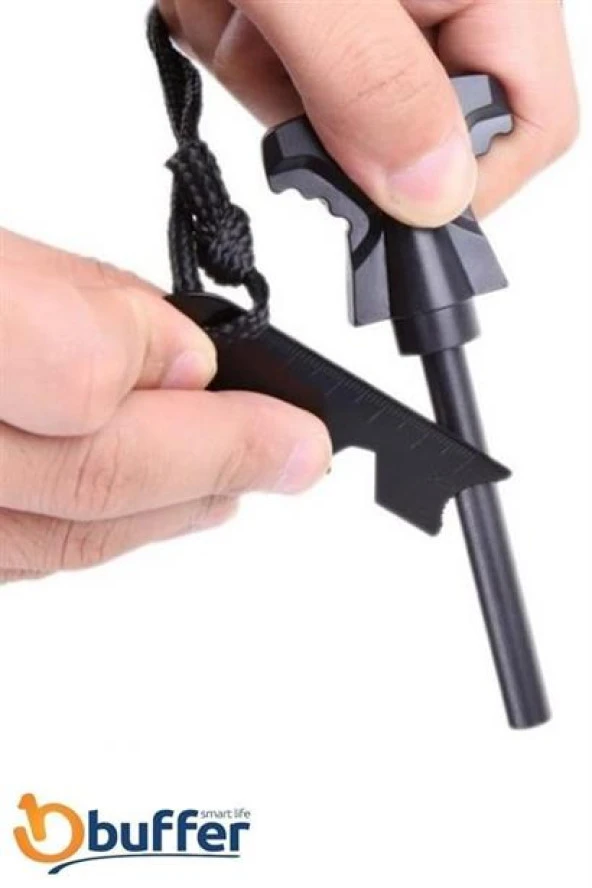 BUFFER® Acil Durum Magnezyum Çubuk Çakmaktaşı Hayatta Kalma Ateş Başlatıcı Çakmak Kiti Düdük Hediyel - 10