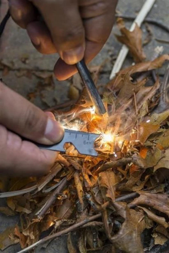 BUFFER® Acil Durum Magnezyum Çubuk Çakmaktaşı Hayatta Kalma Ateş Başlatıcı Çakmak Kiti Düdük Hediyel - 11