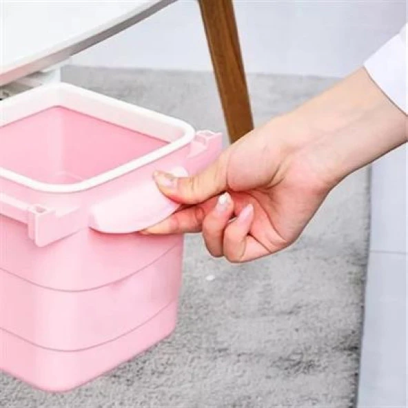 BUFFER® Mini Masa Çöp Kovası Plastik Tezgah Altı Geri Çekilebilir Yapışkanlı Görünmez Bölme Pratik - 9