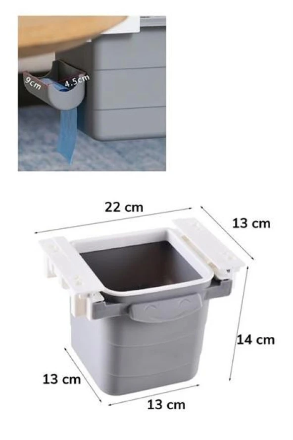 BUFFER® Mini Masa Çöp Kovası Plastik Tezgah Altı Geri Çekilebilir Yapışkanlı Görünmez Bölme Pratik - 11