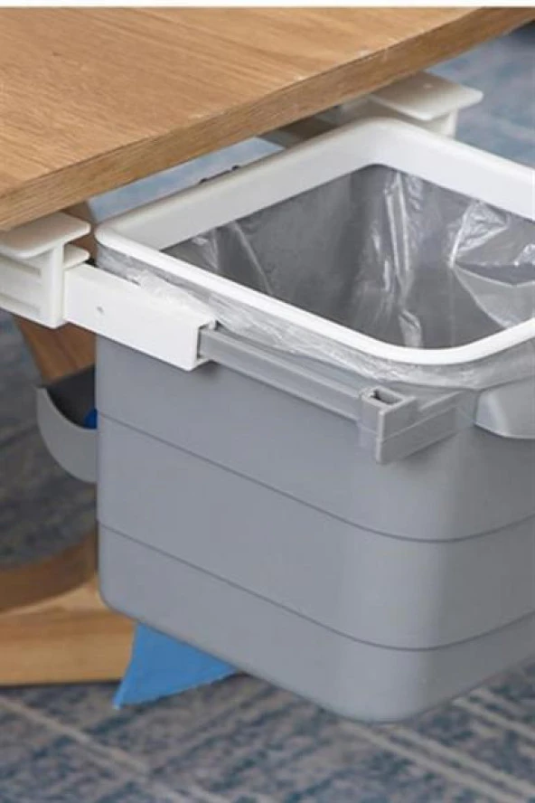 BUFFER® Mini Masa Çöp Kovası Plastik Tezgah Altı Geri Çekilebilir Yapışkanlı Görünmez Bölme Pratik - 12
