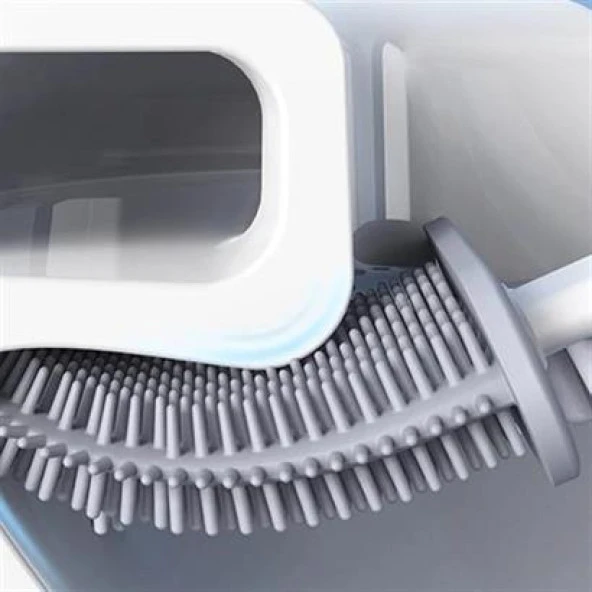 BUFFER® Duvara Monte Edilebilir Kapaklı Askılı Klozet Yumuşak Silikon Başlıklı Tuvalet Fırçası Seti - 4