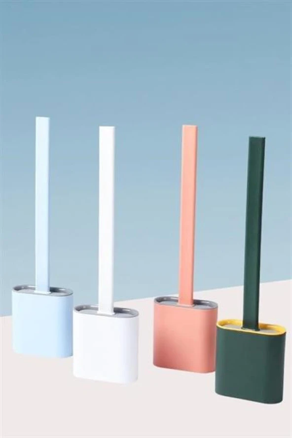 BUFFER® Duvara Monte Edilebilir Kapaklı Askılı Klozet Yumuşak Silikon Başlıklı Tuvalet Fırçası Seti - 10