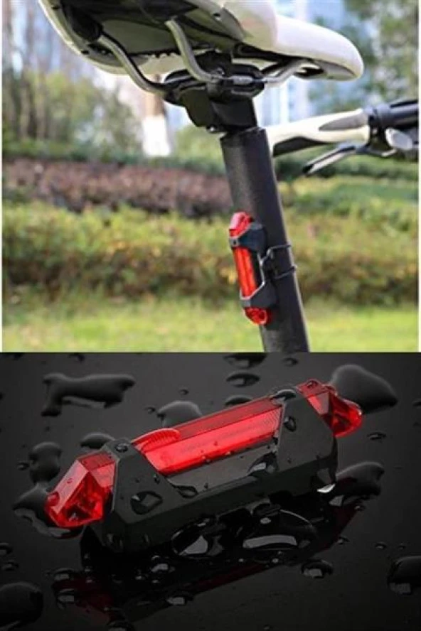 BUFFER® Usb Şarj Edilebilir Parlak Bisiklet Led Lamba Su Geçirmez Güvenlik Uyarı Arka Lamba Işığı - 11