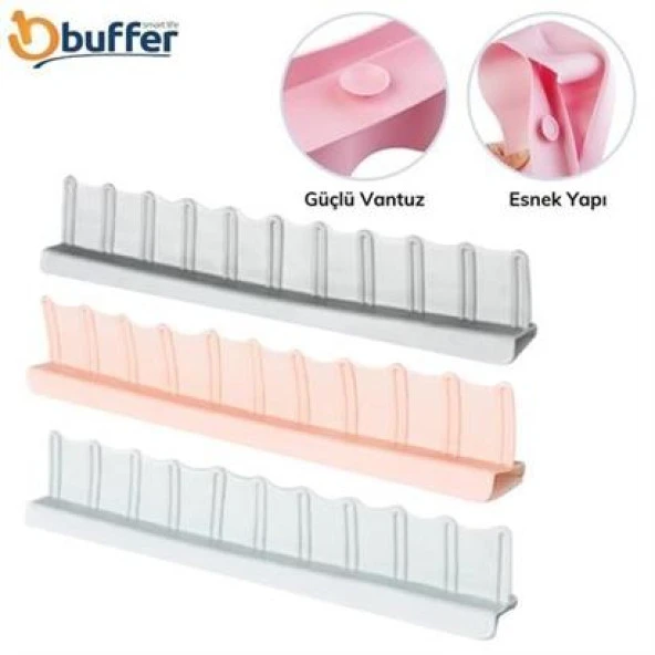 BUFFER® Vantuzlu Kauçuk Sıvı Su Sızdırmaz Mutfak Banyo Duş Bariyeri Lavabo Kenar Tutucu Set - 5