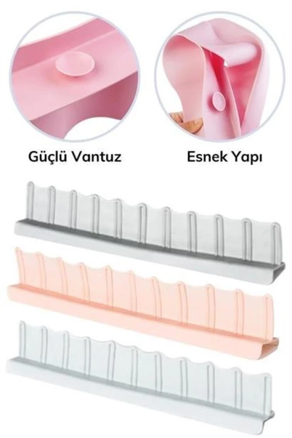 BUFFER® Vantuzlu Kauçuk Sıvı Su Sızdırmaz Mutfak Banyo Duş Bariyeri Lavabo Kenar Tutucu Set - 12
