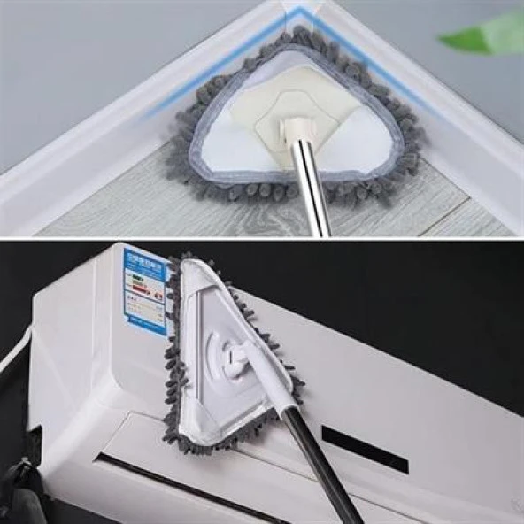 BUFFER® Teleskopik Saplı 150 cm Üçgen Mop Cam Duvar Tavan Fayans Parke Temizleyici Mop - 3