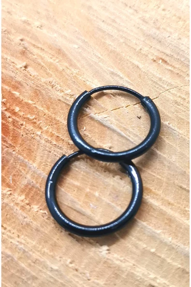 Siyah  Renk Çelik Halka Küpe 1,2 cm Çap ürün görseli 1