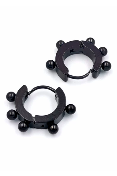 316 L Çelik Siyah Renk Halka Figürlü  Küpe Çap 1 cm ürün görseli 1