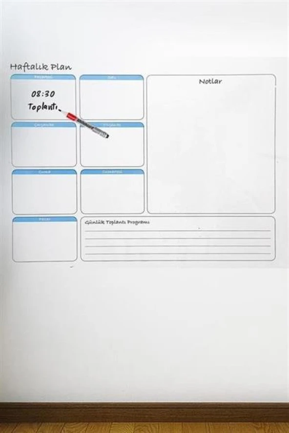 BUFFER® Haftalık Planlayıcı Manyetik Duvar Stickerı Takvim 70 cm x 56 cm - 2