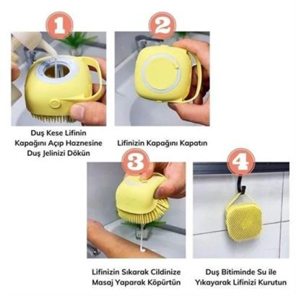 BUFFER® Yumuşak Silikon Malzemeli Esnek Jel Hazneli Masaj Fonksiyonlu Etkili Banyo Duş Kese Lifi - 7