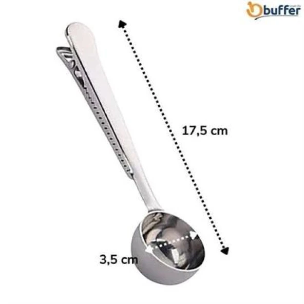 BUFFER® Mandallı Kahve Ölçü Kaşığı Silver Çok Fonksiyonlu Paslanmaz Çelik Kaşık - 7