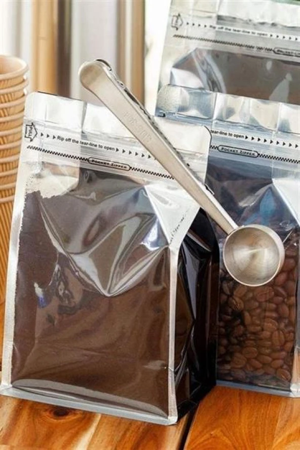 BUFFER® Mandallı Kahve Ölçü Kaşığı Silver Çok Fonksiyonlu Paslanmaz Çelik Kaşık - 12