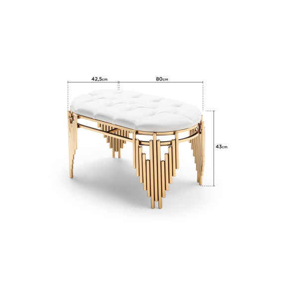 GÜMÜŞ GRİ PUF ULTRA LAK KAPLAMA 80 CM UZUNLUK BENCH - 2