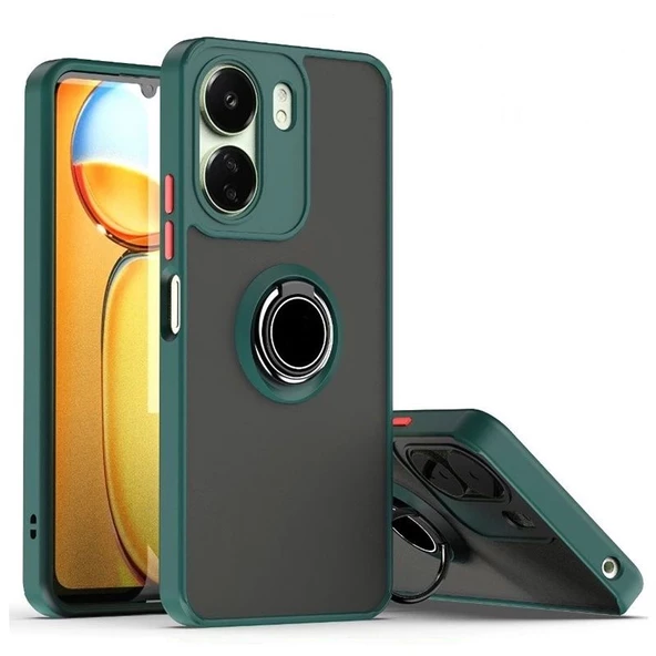 Gpack Xiaomi Redmi 13C Kılıf Montreal Yüzüklü Mıknatıslı Kamera Korumalı Silikon - 4