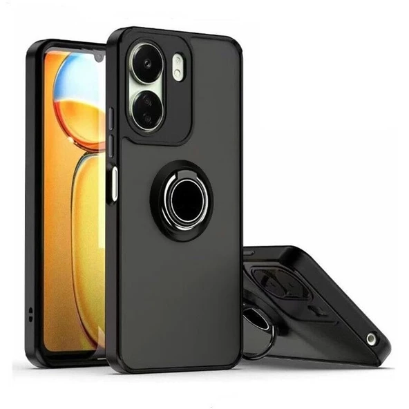 Gpack Xiaomi Redmi 13C Kılıf Montreal Yüzüklü Mıknatıslı Kamera Korumalı Silikon