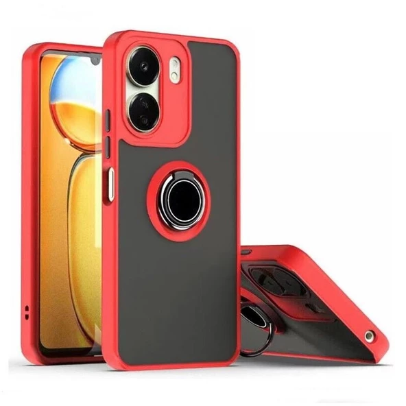 Gpack Xiaomi Redmi 13C Kılıf Montreal Yüzüklü Mıknatıslı Kamera Korumalı Silikon - 3