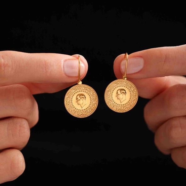 14 Ayar Altın Çeyrekli Küpe