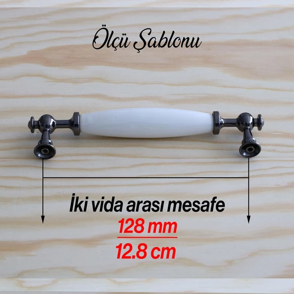 Gerçek Porselen Füme Beyaz 128 Mm Kulp Mobilya Çekmece Mutfak Kulpları Kulbu Dolabı Dolap Kulpu - Resim 6